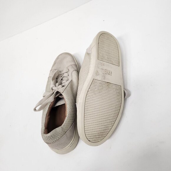 FRYE Womens Casual Sneakers Size 7 Taupe Suede Diamond Embossed Low Top Shoes - Picture 9 of 11